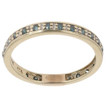 9ct Yellow Gold 0.35ct Brilliant Cut Blue And Colourless Diamond Full Eternity Ring