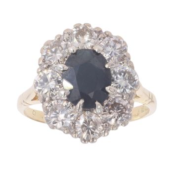 18ct Yellow Gold 2.25ct Diamond and Sapphire Cluster Ring