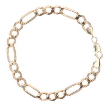 9ct Yellow Gold Figaro Bracelet 8"