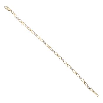 9ct Yellow Gold Cubic Zirconia Crossover Bracelet 7"