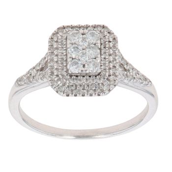 9ct White Gold 0.50ct Diamond Cluster Ring