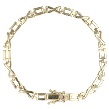 9ct Yellow Gold Crossover Square Bracelet 7"