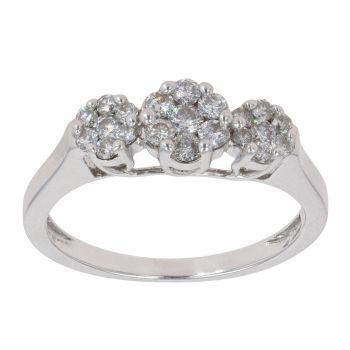 18ct White Gold 0.50ct Diamond Triple Cluster Ring