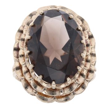 9ct Yellow Gold Smoky Quartz Single Stone Ring