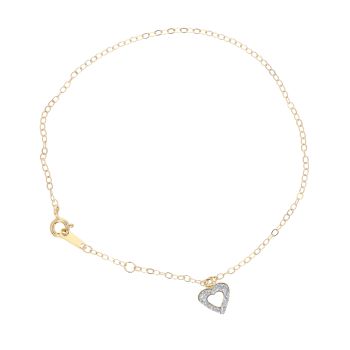 9ct Yellow Gold Crystal Heart Bracelet 7.5"