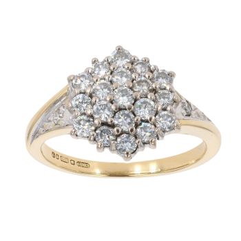 18ct Yellow Gold 1.00ct Diamond Cluster Ring