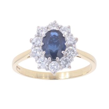 18ct Yellow Gold 1.00ct Diamond And Sapphire Cluster Ring