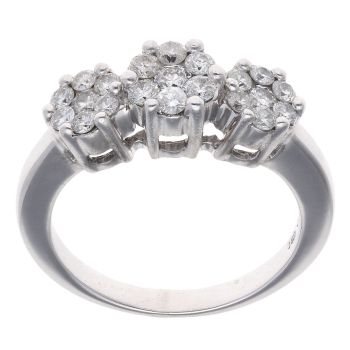 18ct White Gold 0.75ct Triple Daisy Cluster Ring