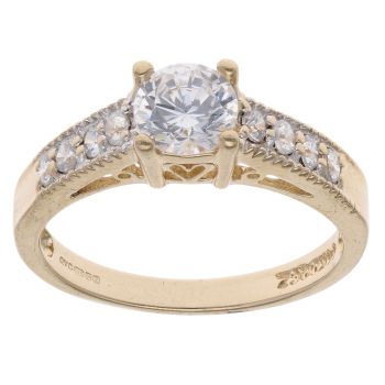14ct Yellow Gold Cubic Zirconia Solitaire Ring