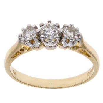 18ct Yellow Gold 0.45ct Brilliant Cut Diamond Trilogy Ring