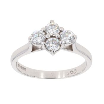 18ct White Gold 0.60ct Brilliant Cut Diamond Cluster Ring