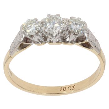 18ct Yellow Gold 0.50ct Brilliant Cut Diamond Trilogy Ring