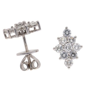 18ct White Gold 1.00ct Brilliant Cut Diamond Cluster Stud Earrings