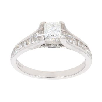 18ct White Gold 0.75ct Princess and Brilliant Cut Diamond Solitaire Ring