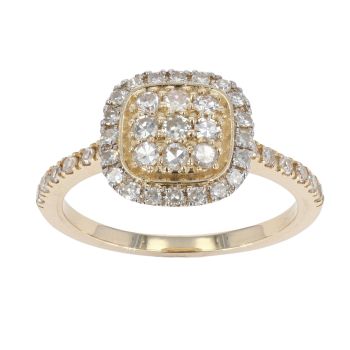 9ct Yellow Gold 0.63ct Diamond Cluster Shoulders Ring by Anya Belle