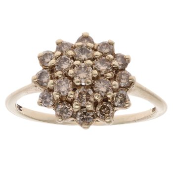 9ct Yellow Gold 1.00ct Brown Diamond Cluster Ring