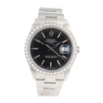 Rolex Custom Oyster Perpetual Date Pre Owned Watch Ref 15210