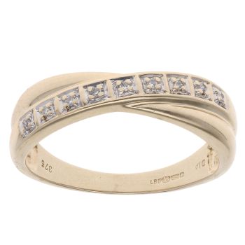9ct Yellow And White Gold 0.10ct Diamond Crossover Ring