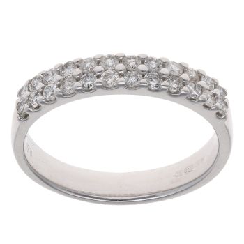 18ct White Gold 0.50ct Brilliant Cut Diamond Two Row Ring