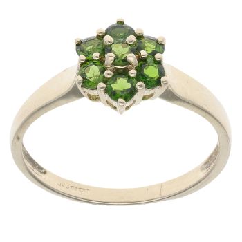 9ct Yellow Gold Diopside Cluster Ring