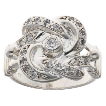 Silver Cubic Zirconia Knot Ring