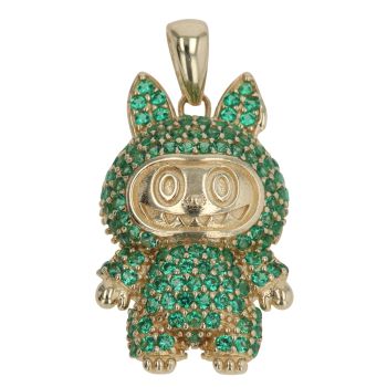14ct Yellow Gold Green Gemstone Bunny Pendant