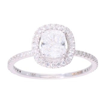 18ct White Gold 1.25ct Cushion Cut Diamond Solitaire Ring