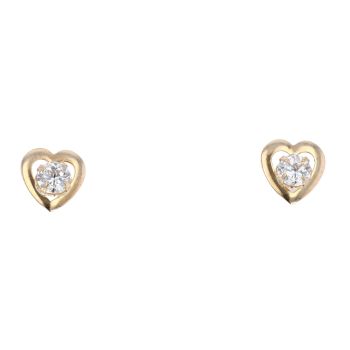 9ct Yellow Gold Cubic Zirconia Heart Stud Earrings