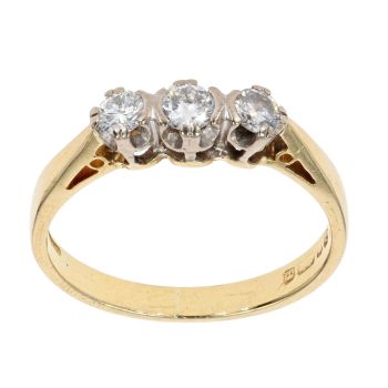 18ct Yellow Gold 0.35ct Diamond Trilogy Ring