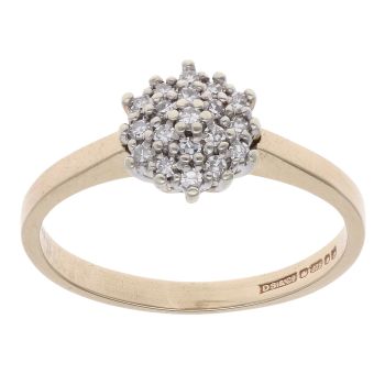 9ct Yellow Gold 0.20ct Diamond Cluster Ring