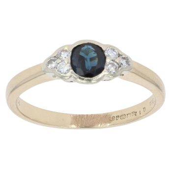 9ct Yellow Gold 0.12ct Diamond and Sapphire Dress Ring