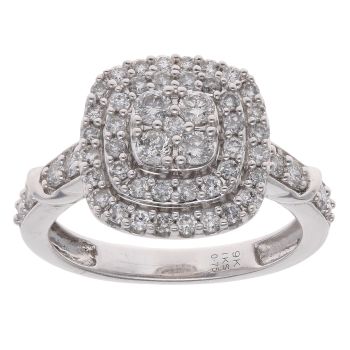 9ct White Gold 0.75ct Brilliant Cut Diamond Cluster Ring