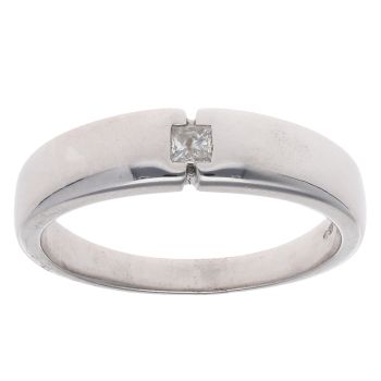 18ct White Gold 0.12ct Diamond Signet Ring