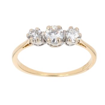 18ct Yellow Gold 0.50ct Diamond Trilogy Ring