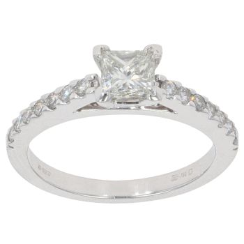 18ct White Gold 0.85ct Princess Cut Diamond Solitaire Ring