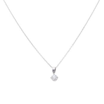18ct White Gold 0.33ct Brilliant Cut Diamond Solitaire Pendant and Chain 18"