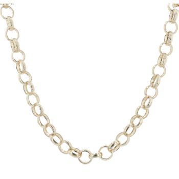 9ct Yellow Gold Patterned And Plain Belcher Chain 26"