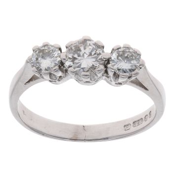 18ct White Gold 0.65ct Diamond Trilogy Ring