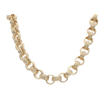 9ct Yellow Gold Patterned Belcher Chain 24"