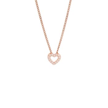 Rose Gold Plated Sterling Silver Cubic Zirconia Tiny Heart Pendant