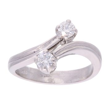 Platinum 0.33ct Diamond Two Stone Twist Ring