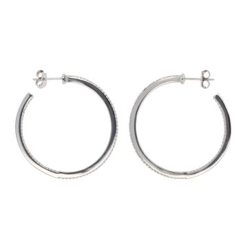 Silver Cubic Zirconia Hoop Earrings by Icesia