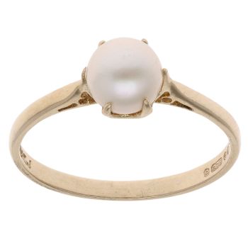 9ct Yellow Gold Pearl Single Stone Ring