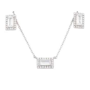 Sterling Silver Cubic Zirconia Pendant and Earring Set