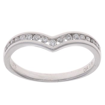 9ct White Gold 0.18ct Brilliant Cut Diamond Wishbone Ring