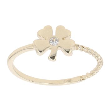 Children's 14ct Yellow Gold Cubic Zirconia Flower Ring