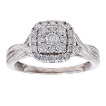 9ct White Gold 0.50ct Diamond Cluster Ring