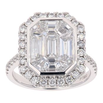 Platinum 2.63ct Pie Cut Diamond Halo Ring