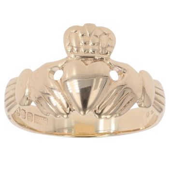9ct Yellow Gold Plain Claddagh Ring