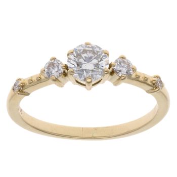 18ct Yellow Gold 0.50ct Brilliant Cut Diamond Trilogy Ring